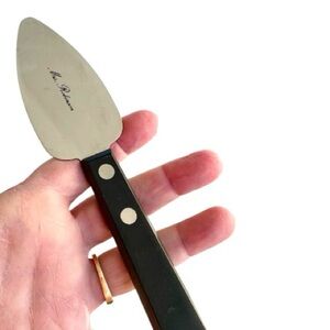 Small vintage cheese knife engraved with “Mrs Robinson”, stainless steel, Japan